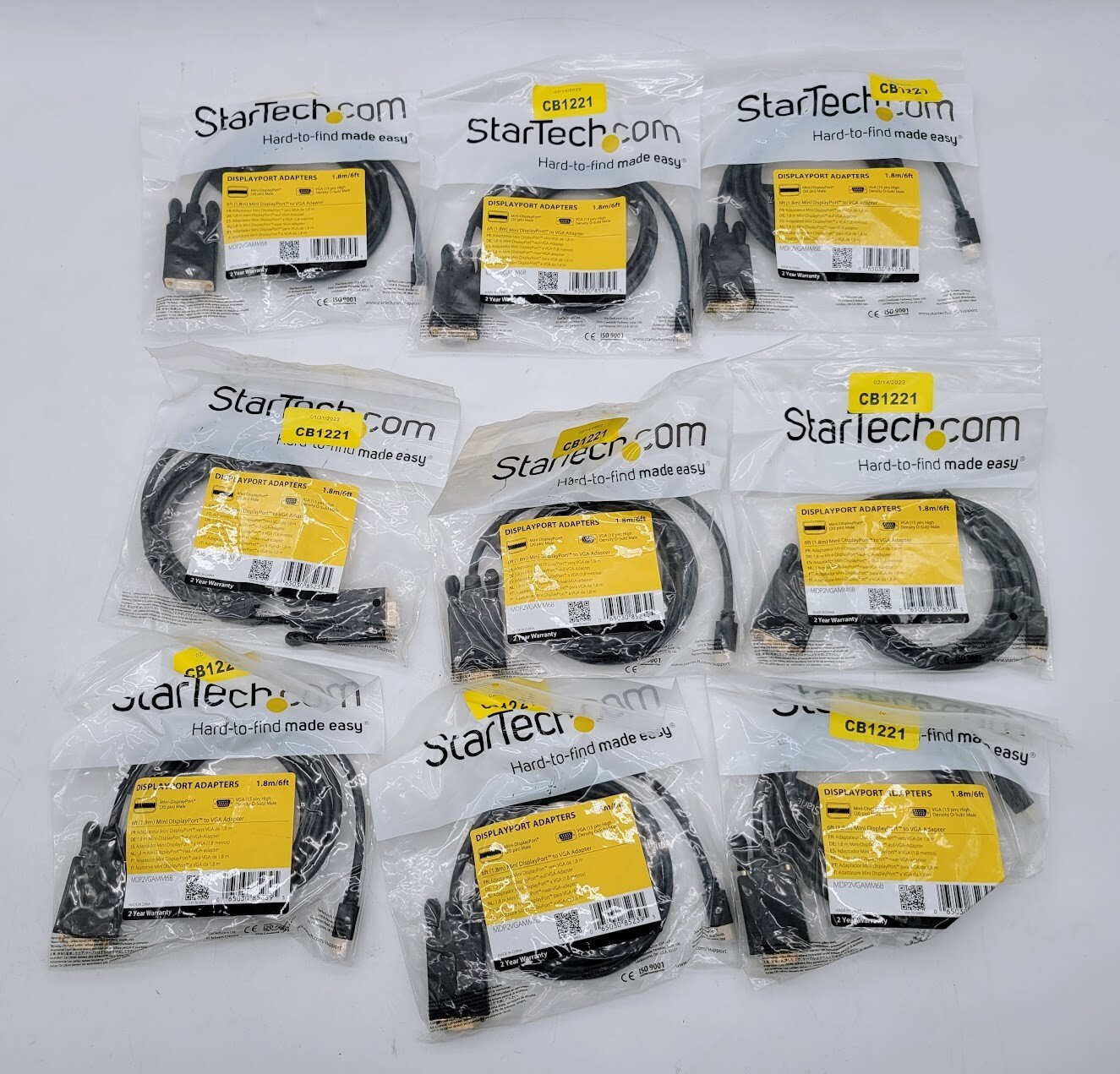 Lot of 7 Startech.com 6ft mini MDP to VGA cable -M/M MDP2DVIMM6