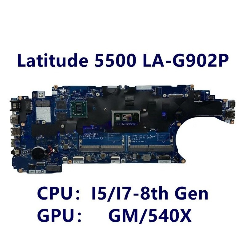 LA-G902P Mainboard For DELL Latitude 5500 Laptop Motherboard I5/I7-8th GM/540X