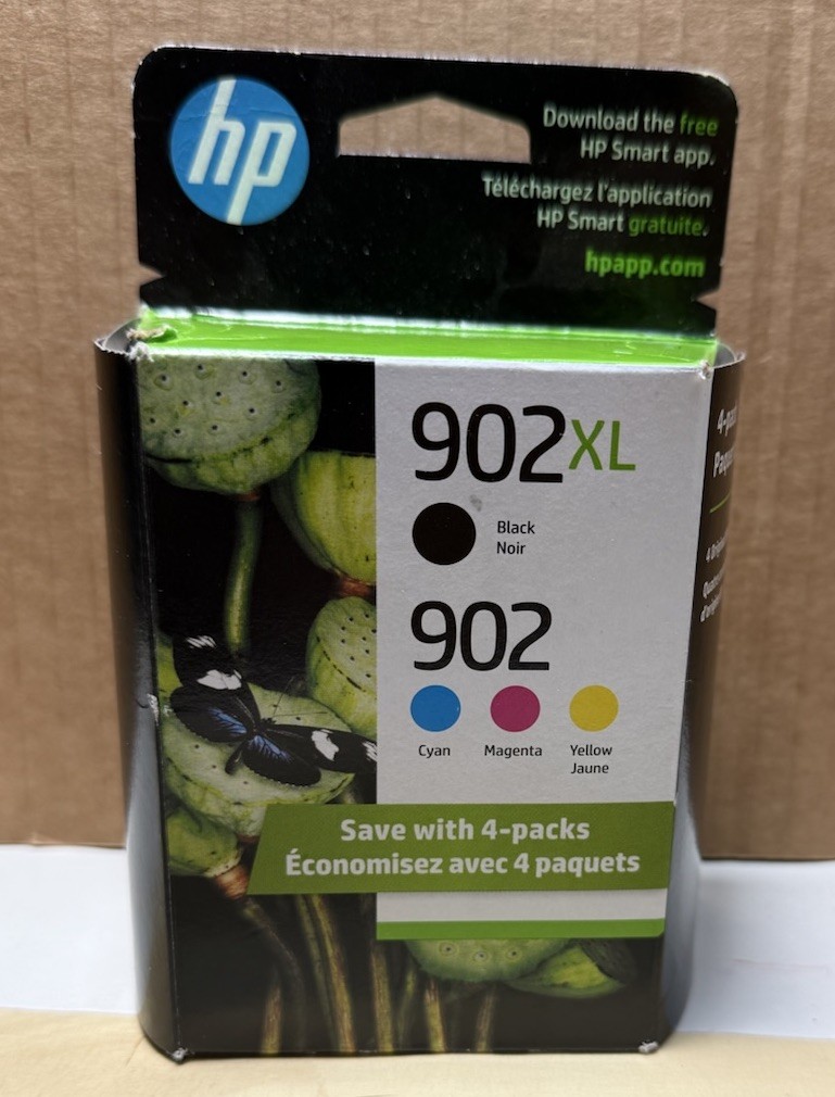 New HP 902XL Black & 902 Color Ink Cartridges 4-Pack Combo OEM Exp Jan 2027