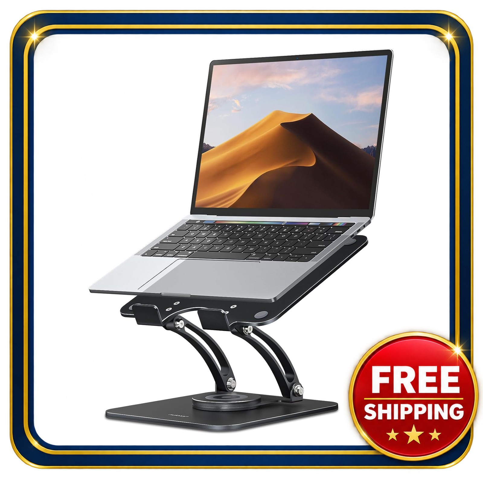 Laptop stand 360° rotatable dual foldable ergonomic support