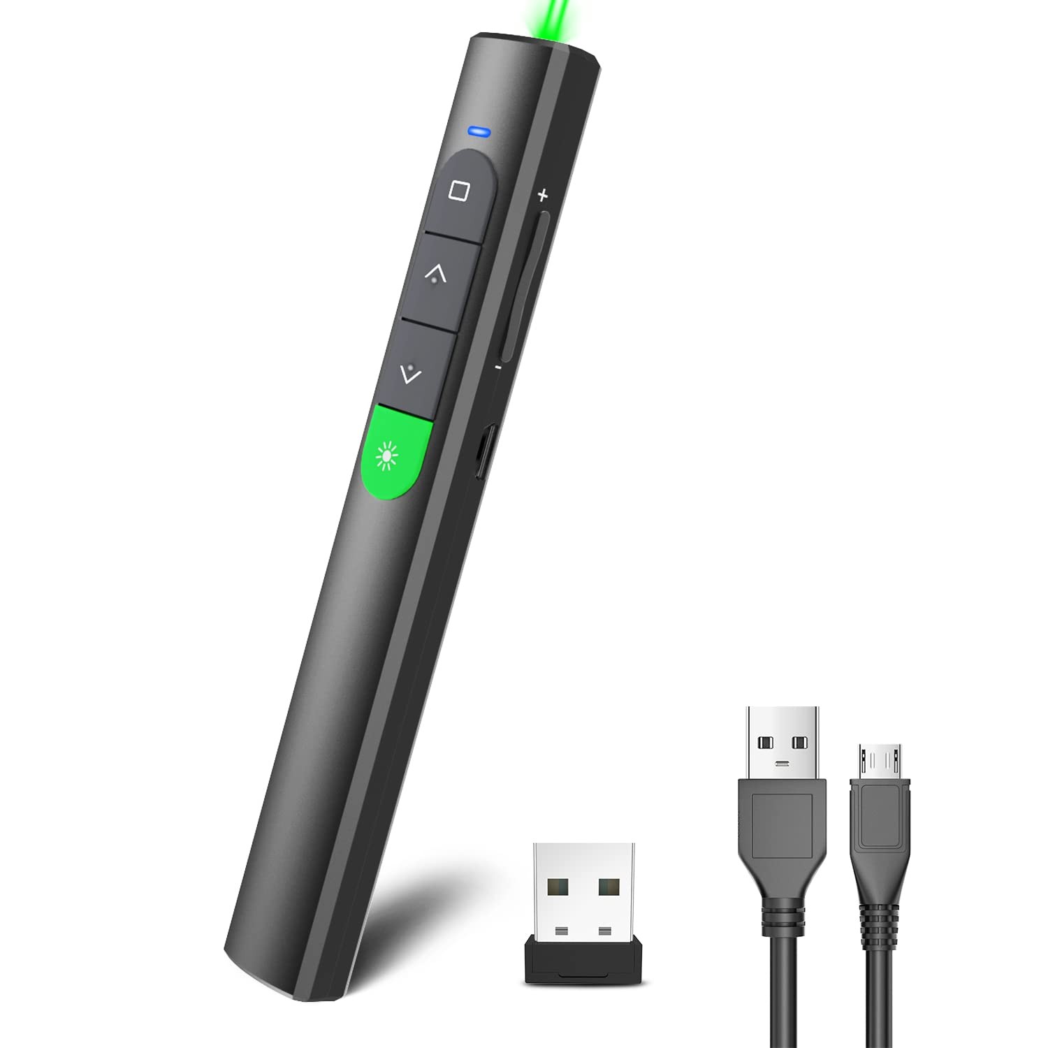 Wireless Presentation Clicker PowerPoint Presenter Remote: Rechargeable Green