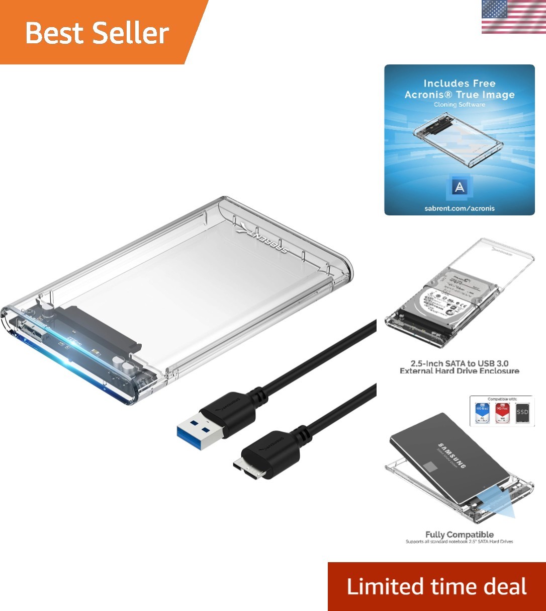 Elegant 2.5in SATA to USB 3.0 Enclosure - Easy Installation & UASP Tech