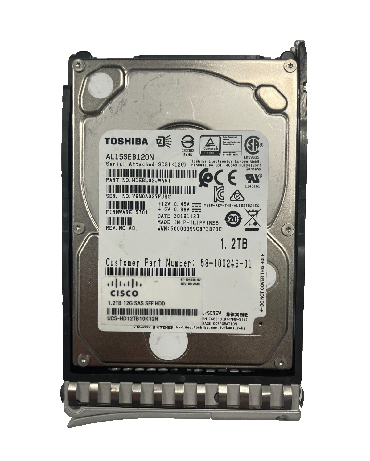 Toshiba Cisco AL15SEB120N HDD 1.2TB SAS 12Gb/s 10K 2.5" 512 b/s