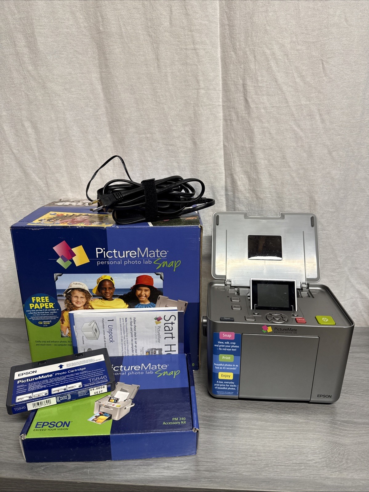 Epson PictureMate PM240 Personal Photo Lab Digital Portable Printer + Supplies