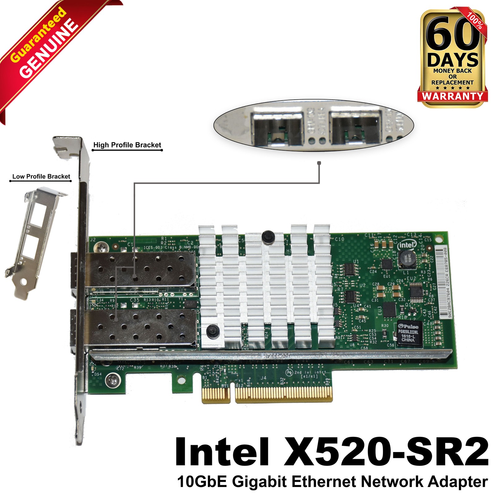 Yottamark Intel X520-SR2 10GbE 2-Port SFP+ Network Adapter CNA E10G42BFSRBLK