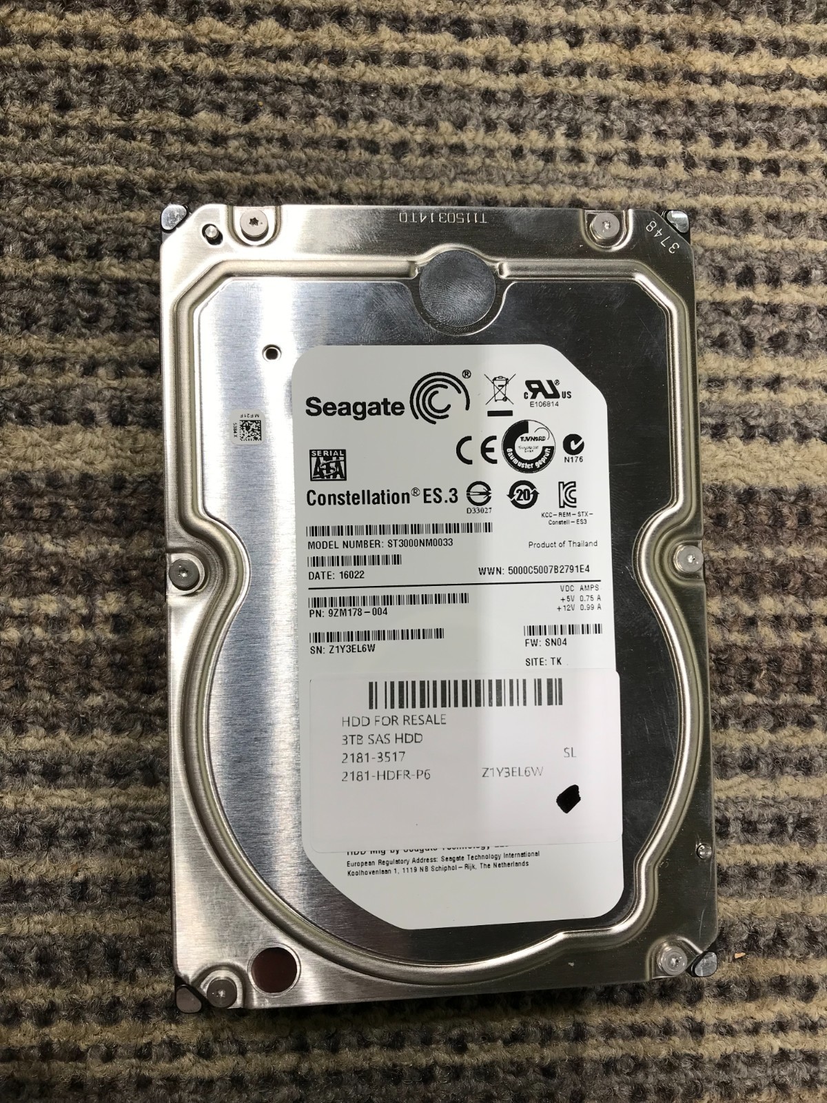 Seagate Constellation ES.3 ST3000NM0033 3TB 7200RPM 3.5" SATA 6Gb/s / 9ZM178-004