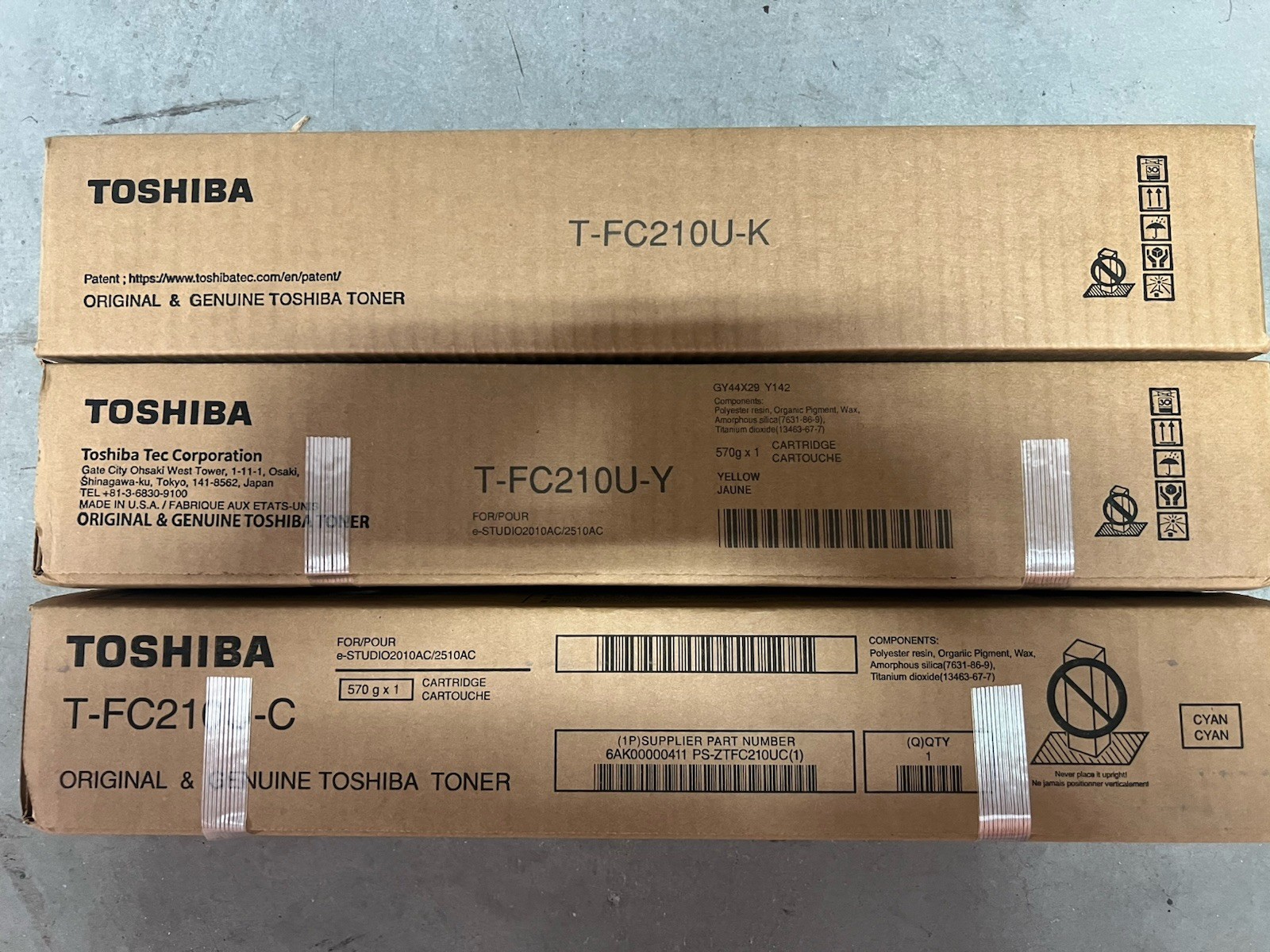 Genuine Toshiba T-FC210U Cyan Yellow And BK Toner Cartridges