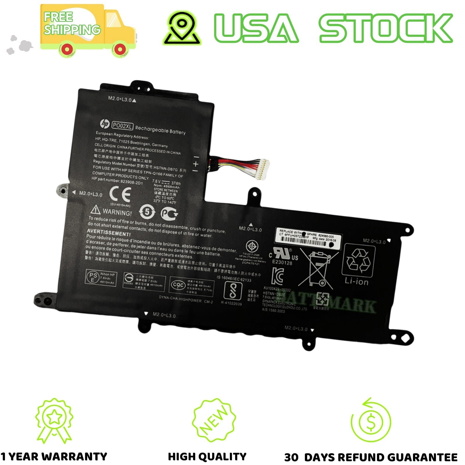 Original New PO02XL HSTNN-DB7G TPN-Q16 Battery for HP Stream 11-R 11-R014WM