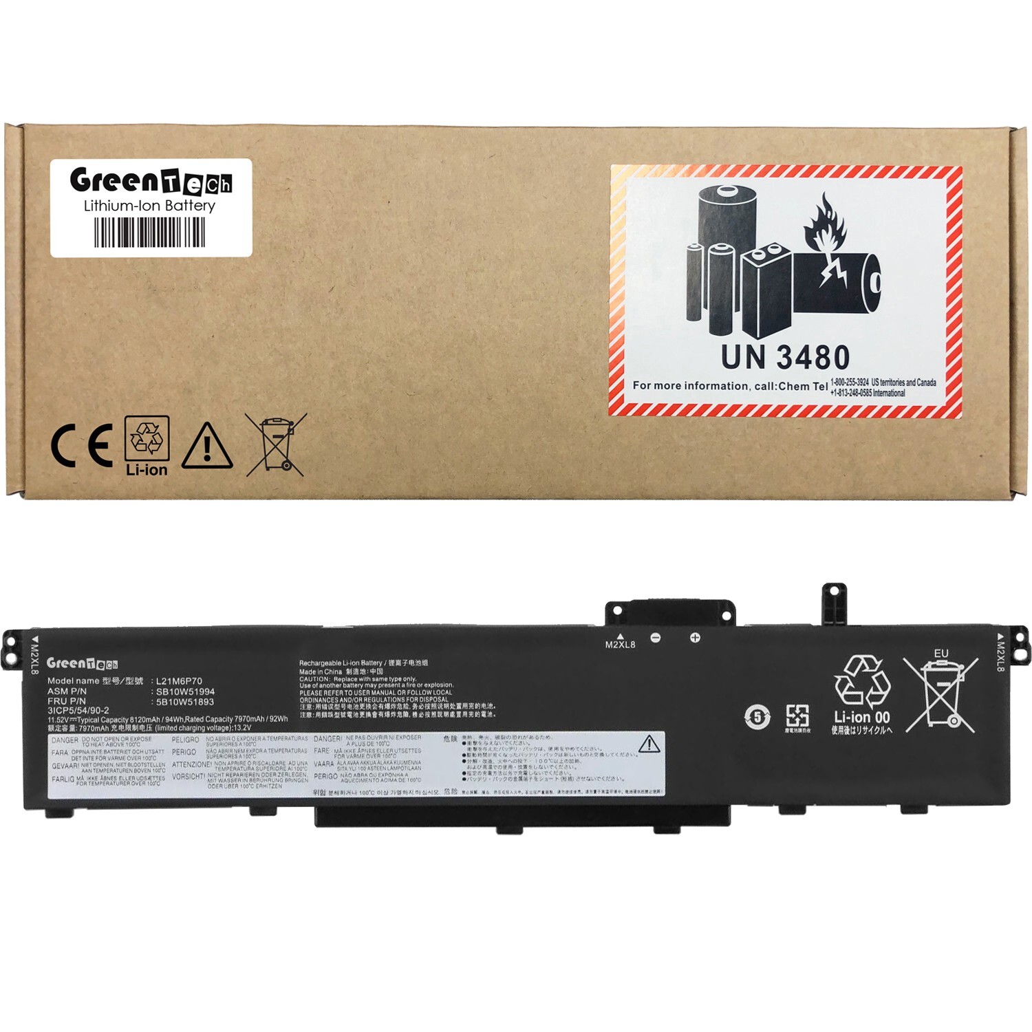 GREENTECH L21M6P70 5B10W51893 BATTERY FOR THINKPAD P16 GEN 1 2 94WH L21L6P70
