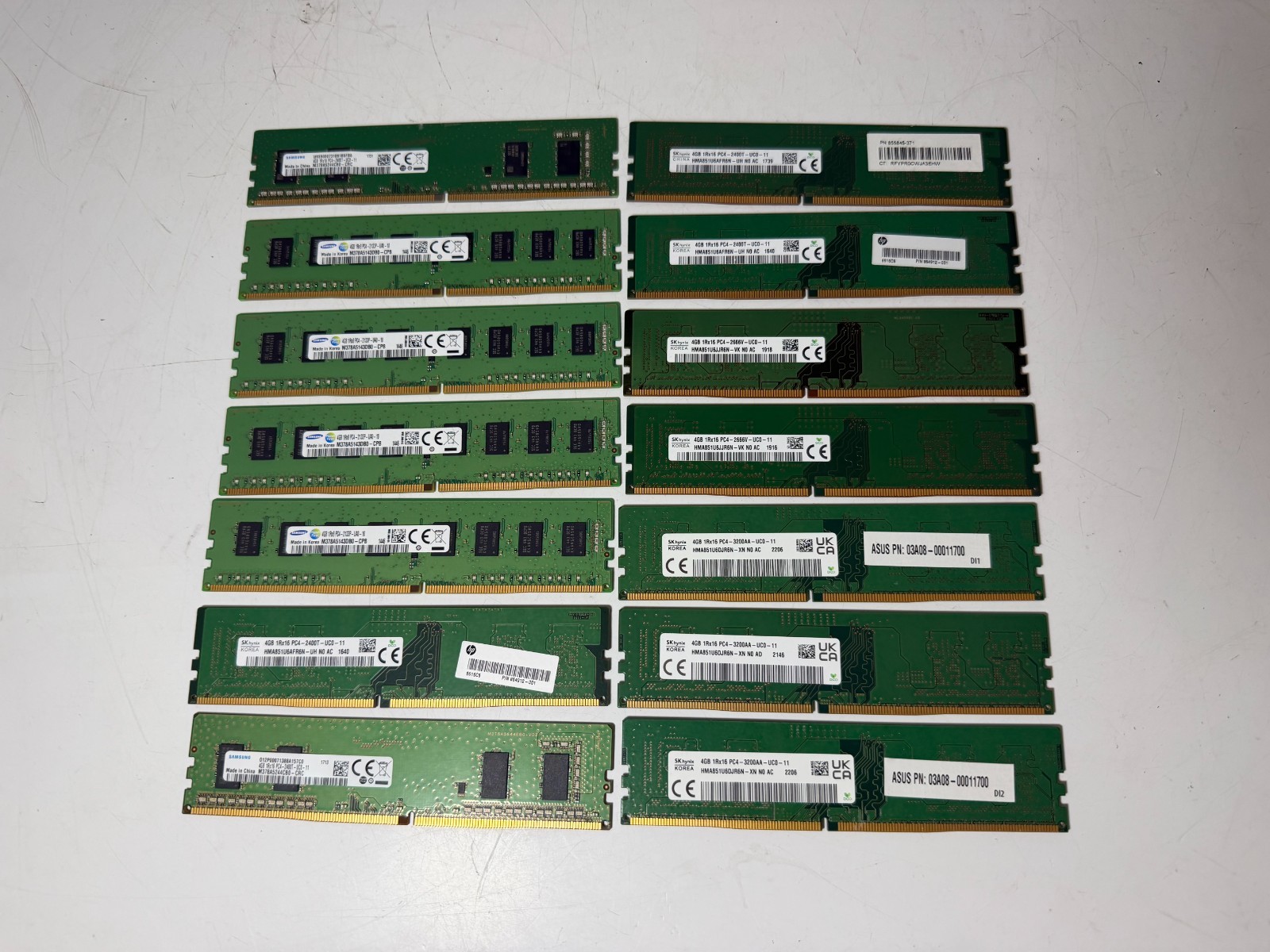 Lot of 14- 4GB each DDR4 Memory PC4-2133P/2400T/2666V/3200AA Mixed Brands