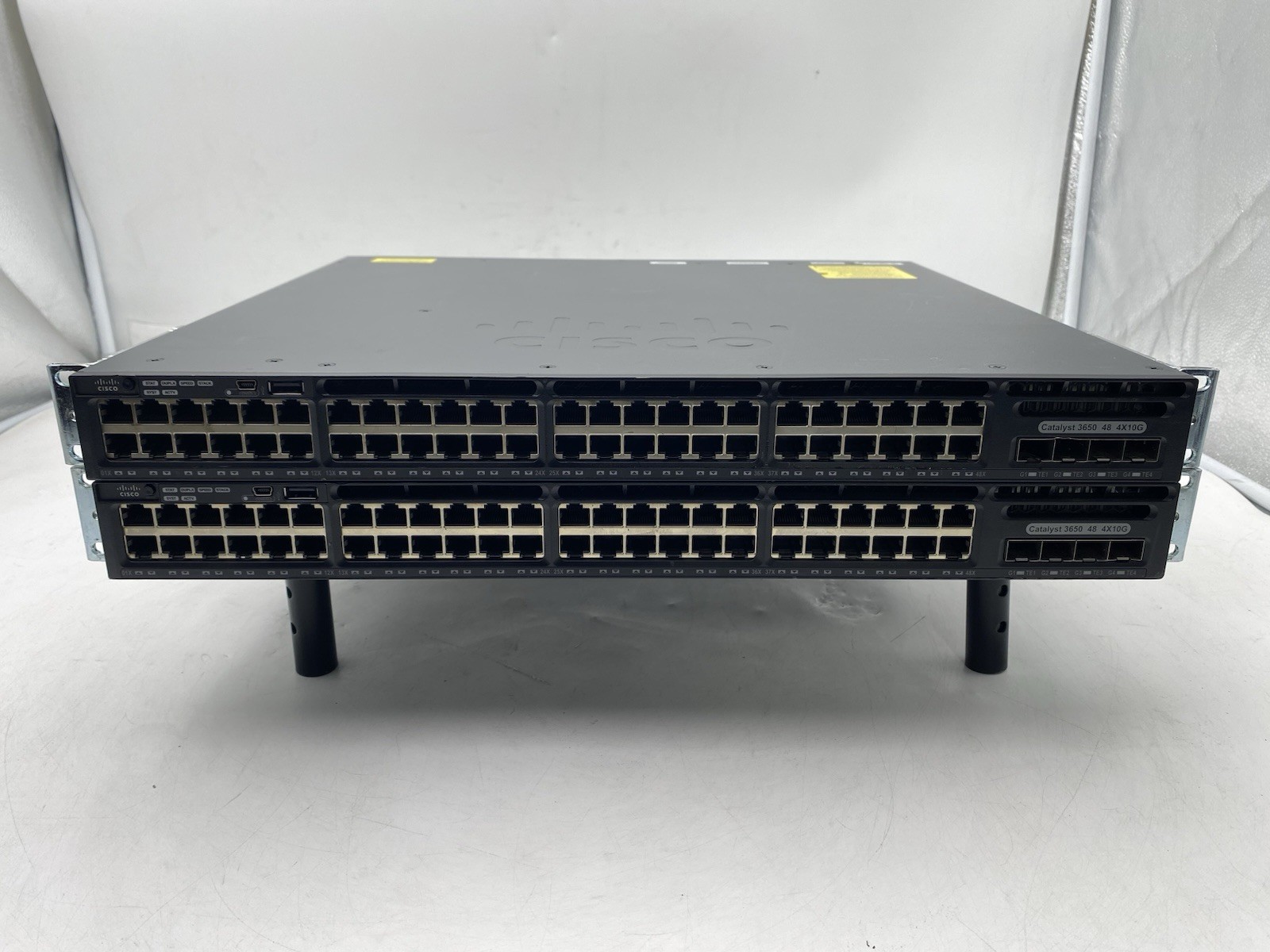 Lot of 2 Cisco WS-C3650-48TQ-S 48-Port 4x 10GB SFP+ w/ 2x PSUs & Ear Racks
