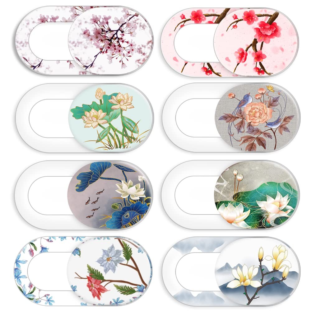 Laptop Camera Cover Slide Cute Flower 8 Pack, Webcam 8 Pack 