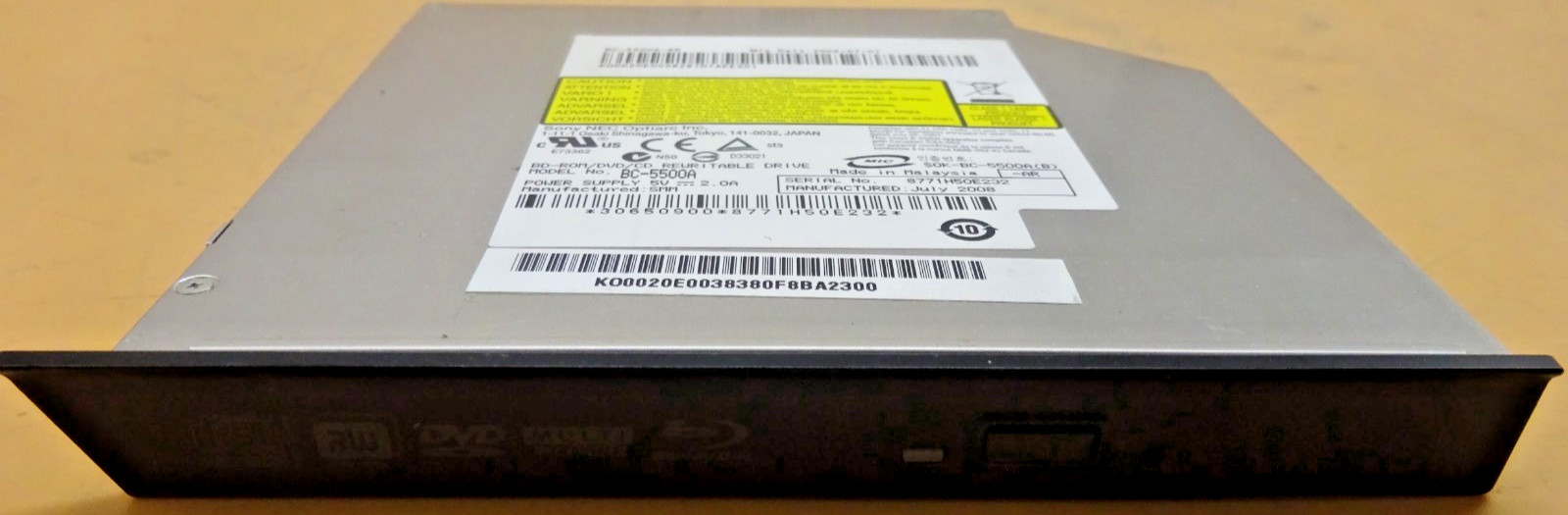 SONY BC-5500A BLU-RAY DISC / CD / DVD*DRIVE NOTEBOOK IDE DRIVE #NLW1117