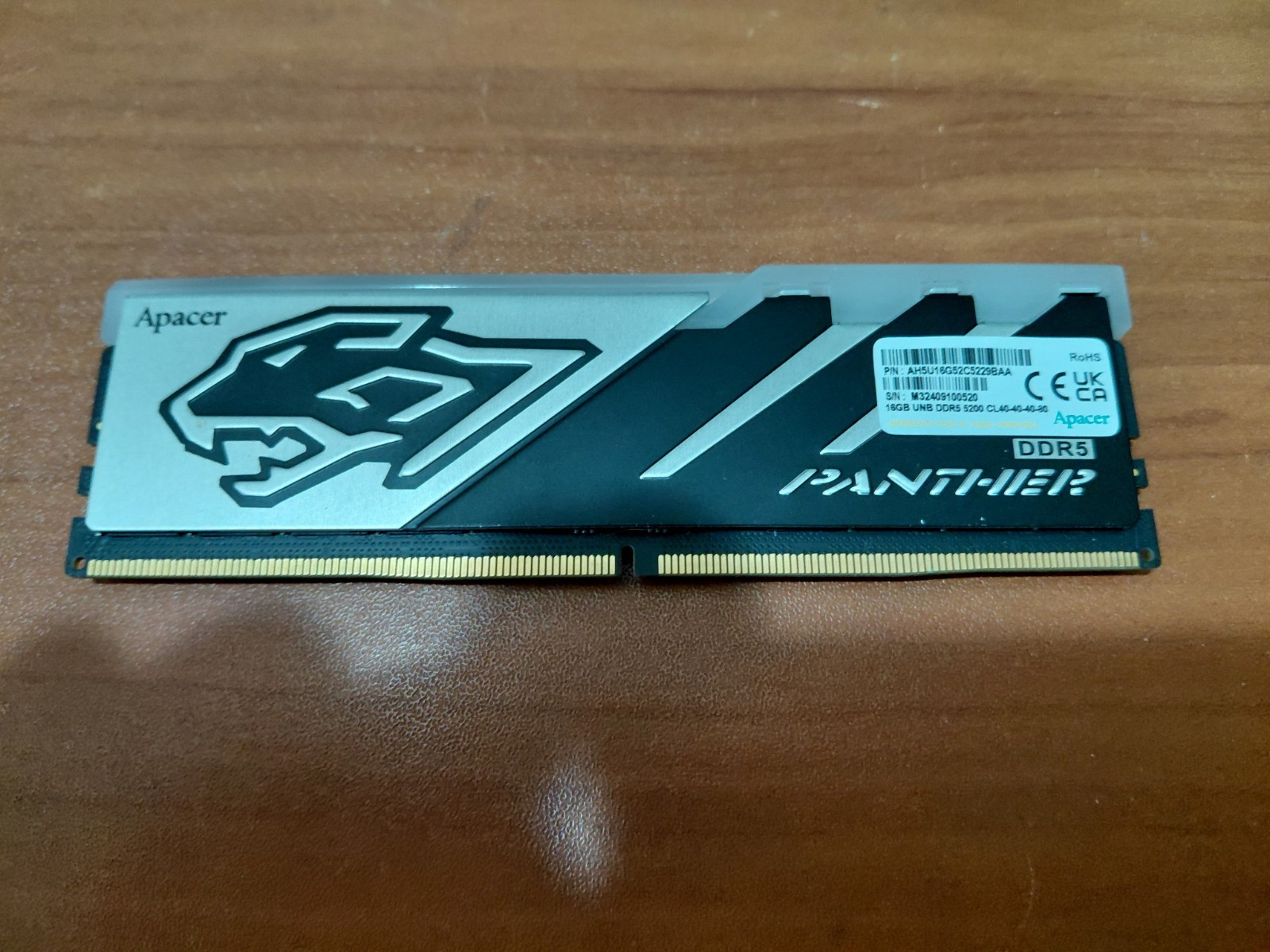 (NO POST) 1x16GB Apacer DDR5-5200 RAM Desktop UDIMM (AH5U16G52C5229BAA)