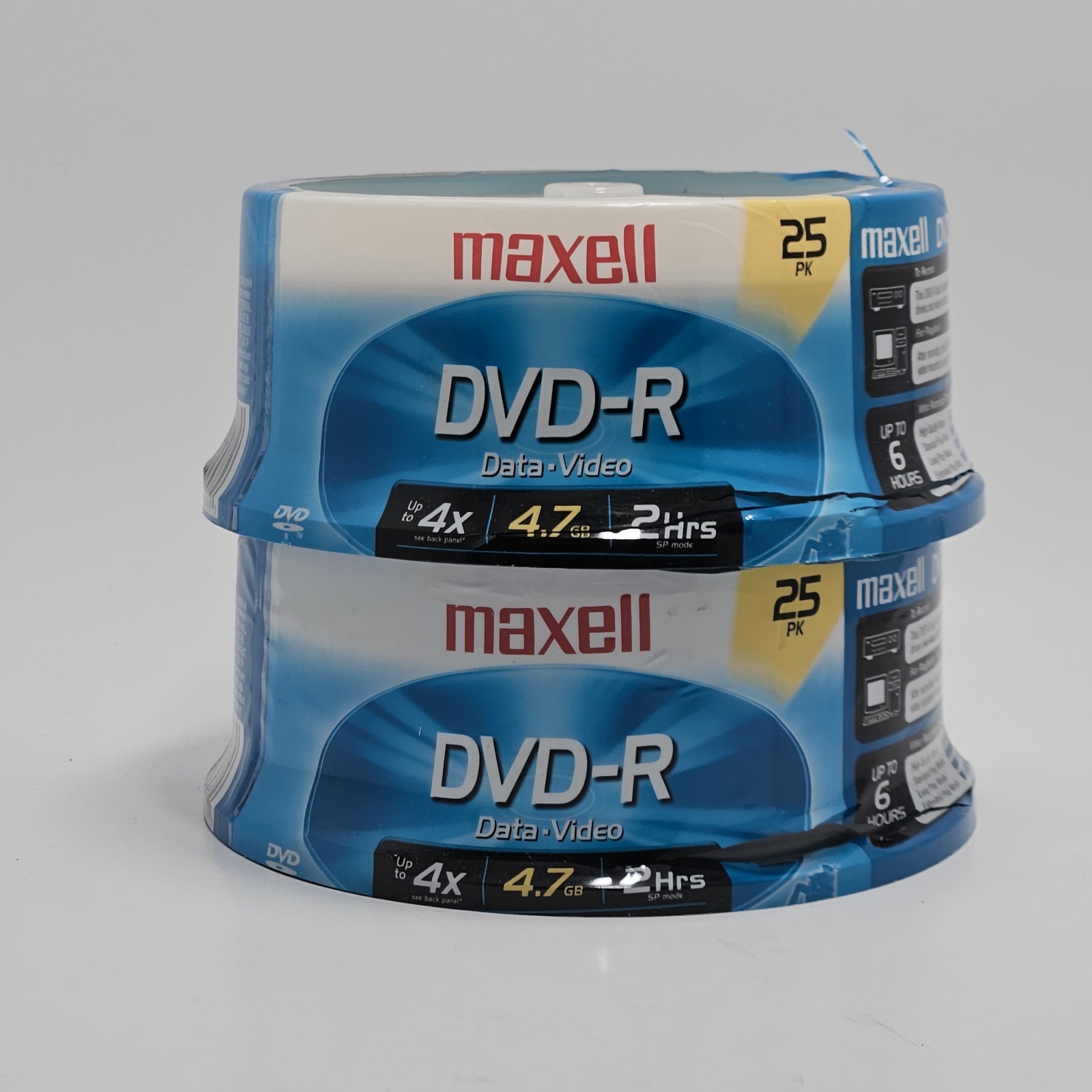 Two Packs Of 25 Maxell DVD-R Data/Video 4x/4.7/2hrs