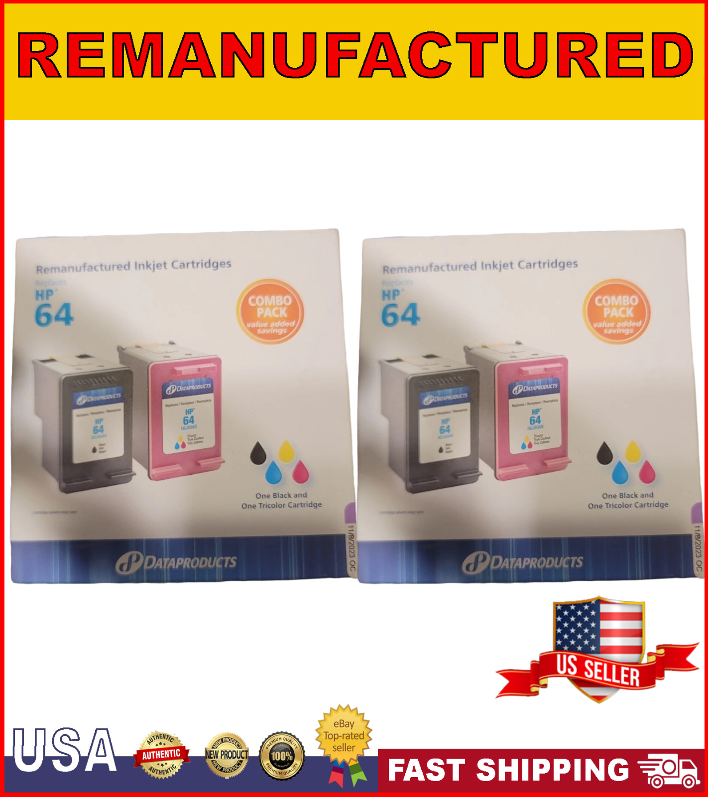 Dataproducts Reman Inkjet Cartridge 64 One Black and one Tricolor Cartridge -2PK