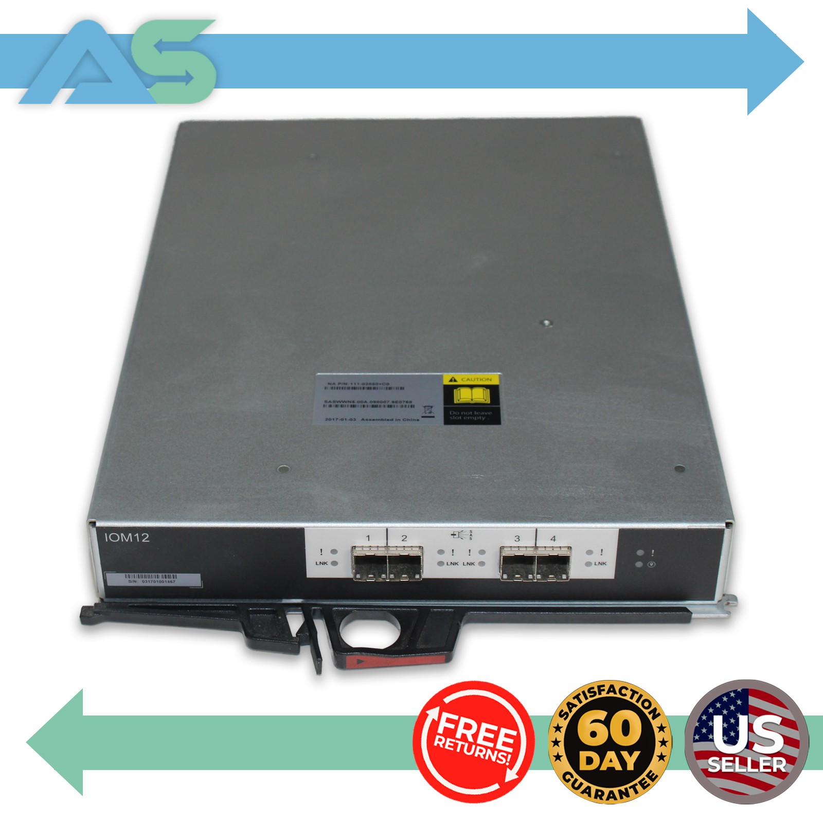 NetApp IOM12 111-02850+C0 12Gb/s SAS3 Shelf I/O Controller Module DS224C DS460C
