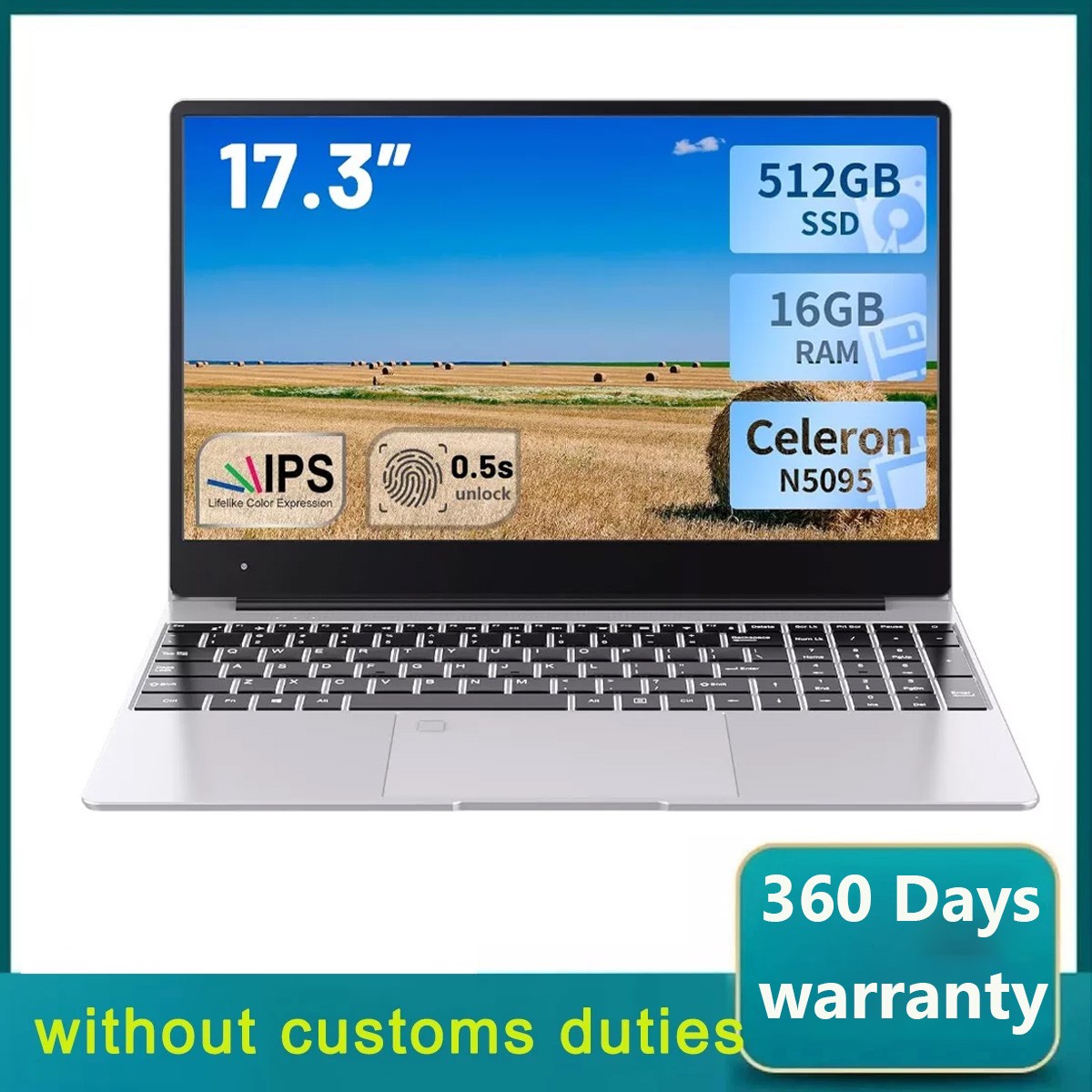 NO Customs duty 17.3In  RAM16GB SSD512GB DDR5 Intel N5095 Notebook Computers