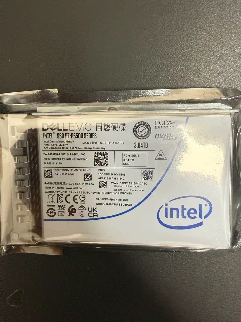 1pcs DELL EMC 191PH INTEL D7 P5500 SSDPF2KX038T9T 3.84TB NVME PCIe GEN4 2.5" SSD