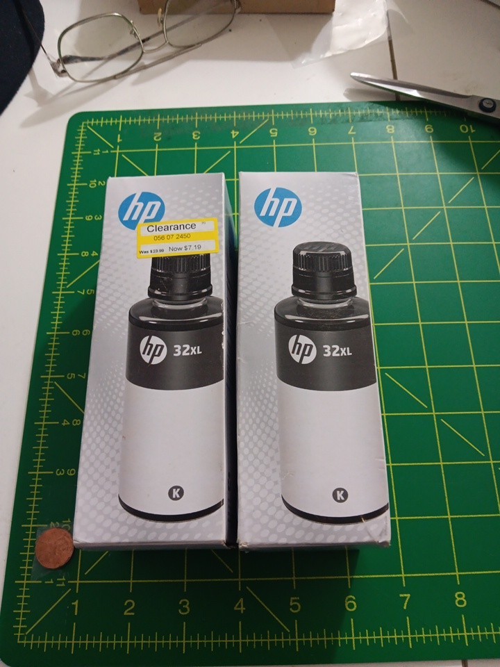 2 HP 32XL 135-ml Blk Original Ink Bottle, 1VV24AN New Exp 3/26