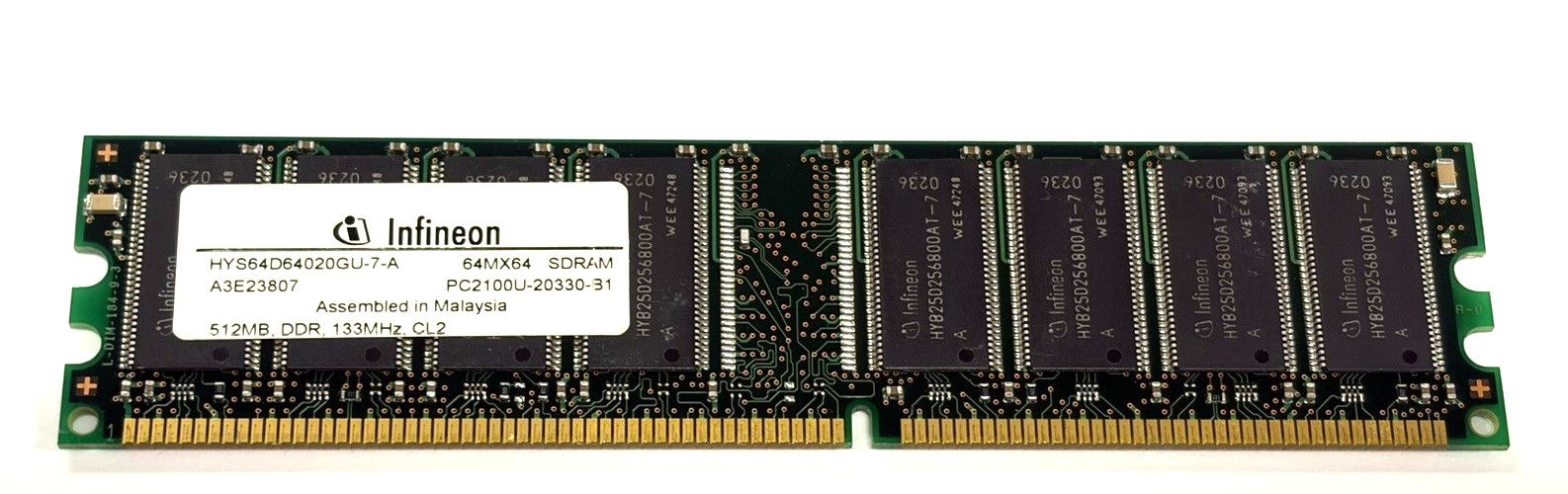 Infineon 512MB DDR-266 PC2100 HYS64D64020GU-7-A 184-Pin Desktop RAM Tested