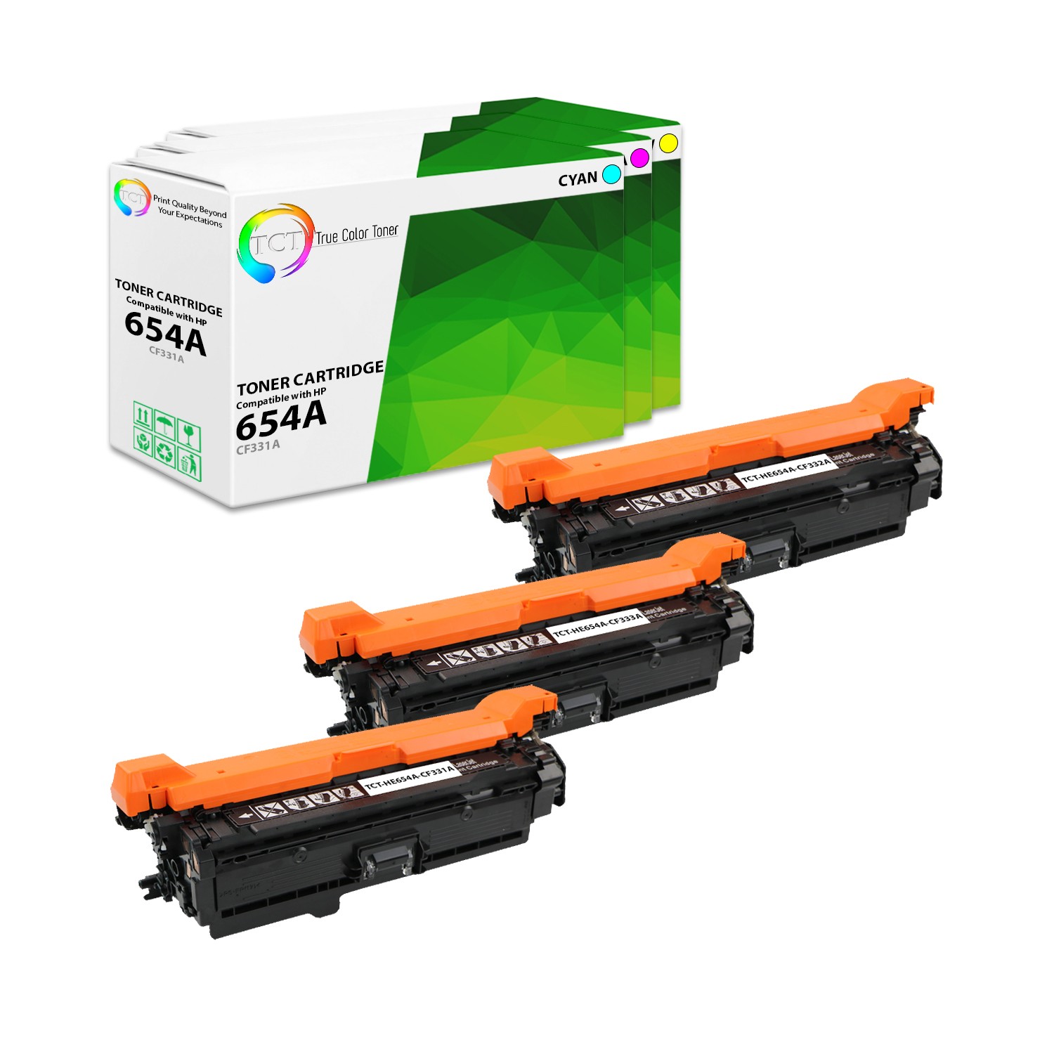 TCT 3PK 654A Toner Set CF331A CF332A CF333A For HP Color Enterprise M651