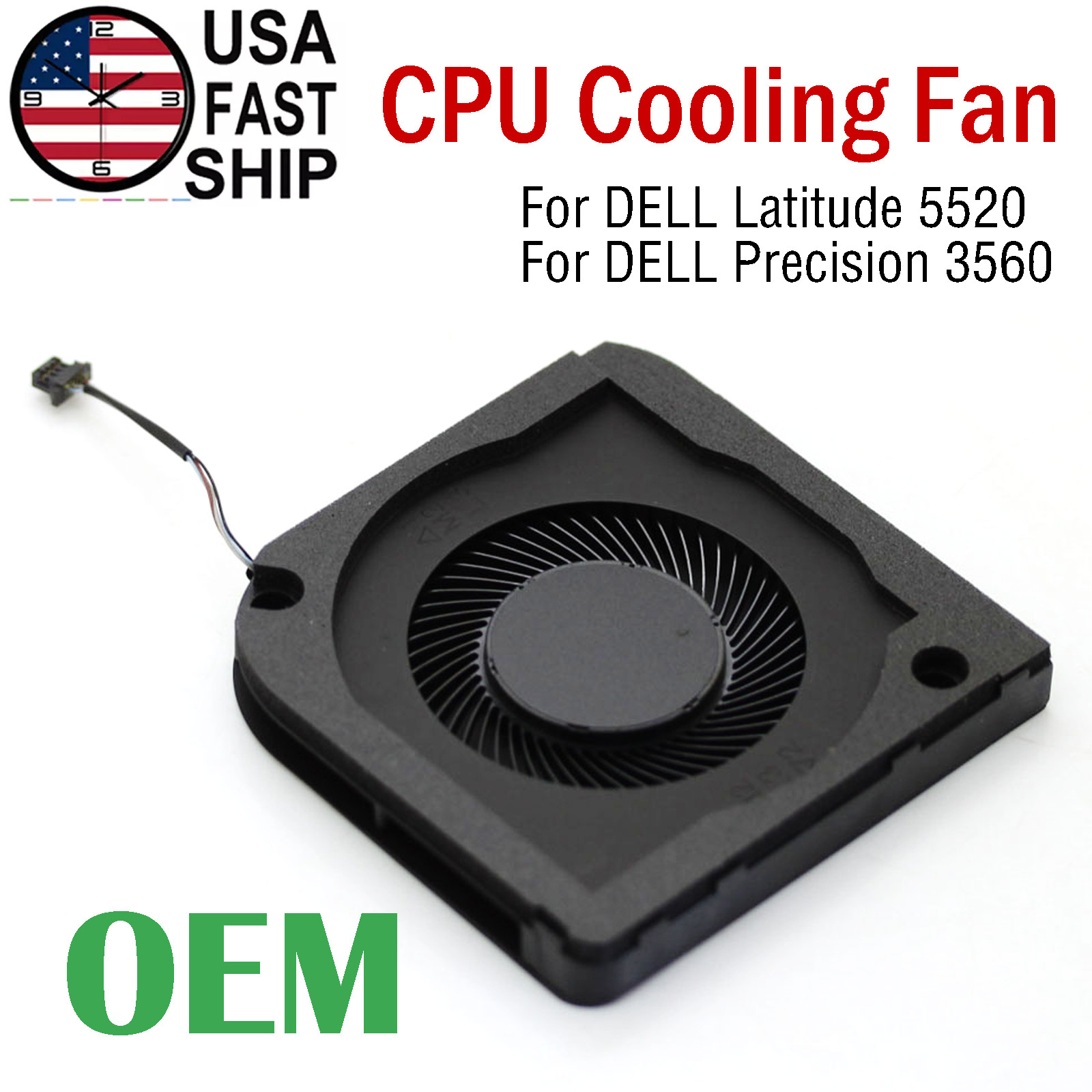 OEM FCN Internal CPU Cooling Fan For Dell Latitude 5520 / Precision 3560 Laptop