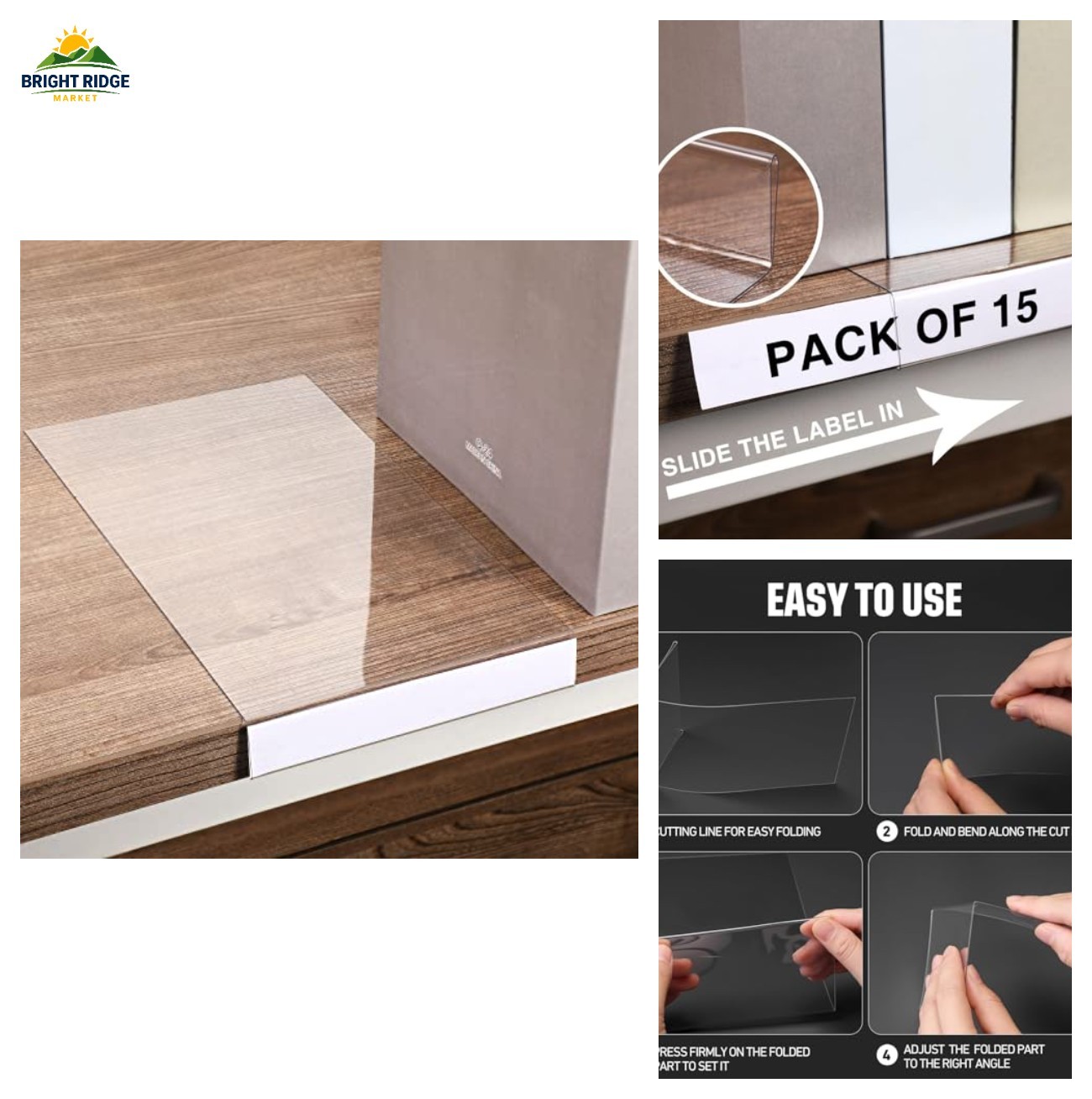 Clear Plastic Shelf Label Holders 15 Pcs 5.1 x 0.8 Inch Removable Tags