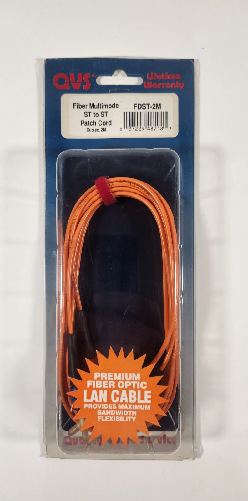 NEW QVS FIBER MULTIMODE ST TO ST PATCH CORD DUPLEX 2M PART# FDST-2M