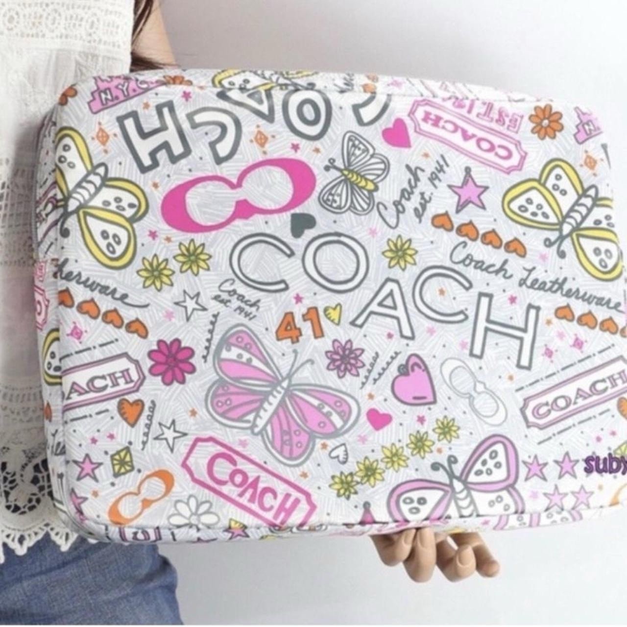 COACH Poppy Computer Laptop Tablet Tech Case, Multicolor Padded Zippered Sleeve