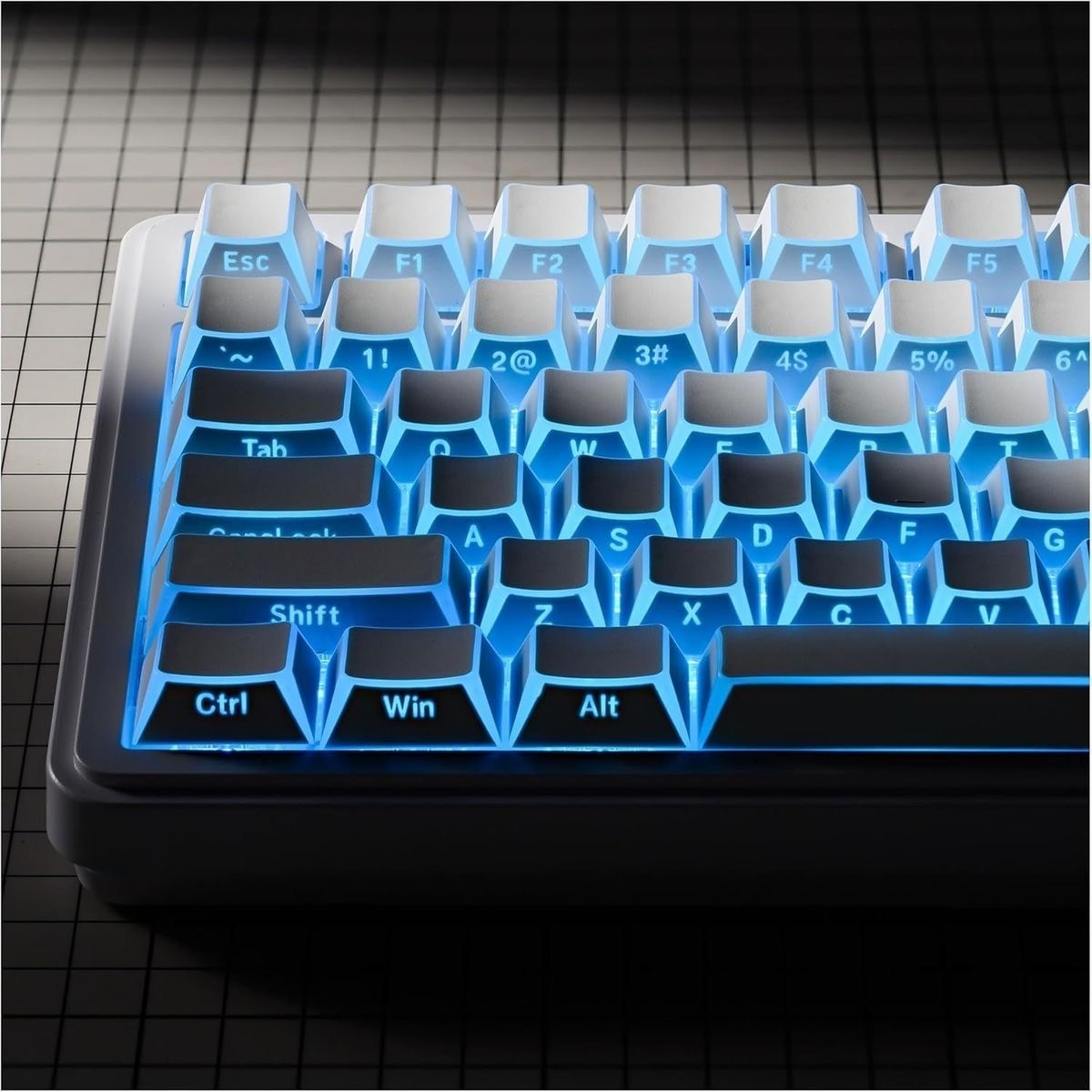 White Prism Shine Translucent PBT PC Keycap Set 132 Keys for  Keyboard RGB