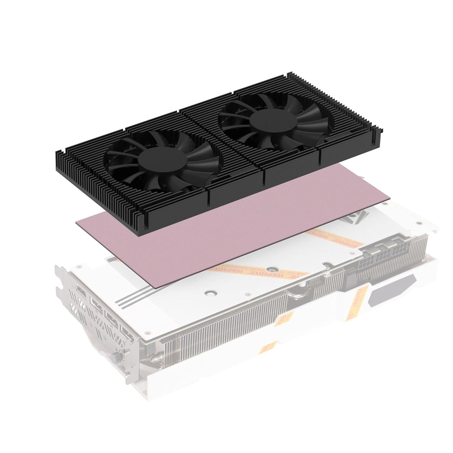 GPU Backplate Memory Radiator Aluminum Heatsink Cooler with Dual 70Mm 4Pin PWM C