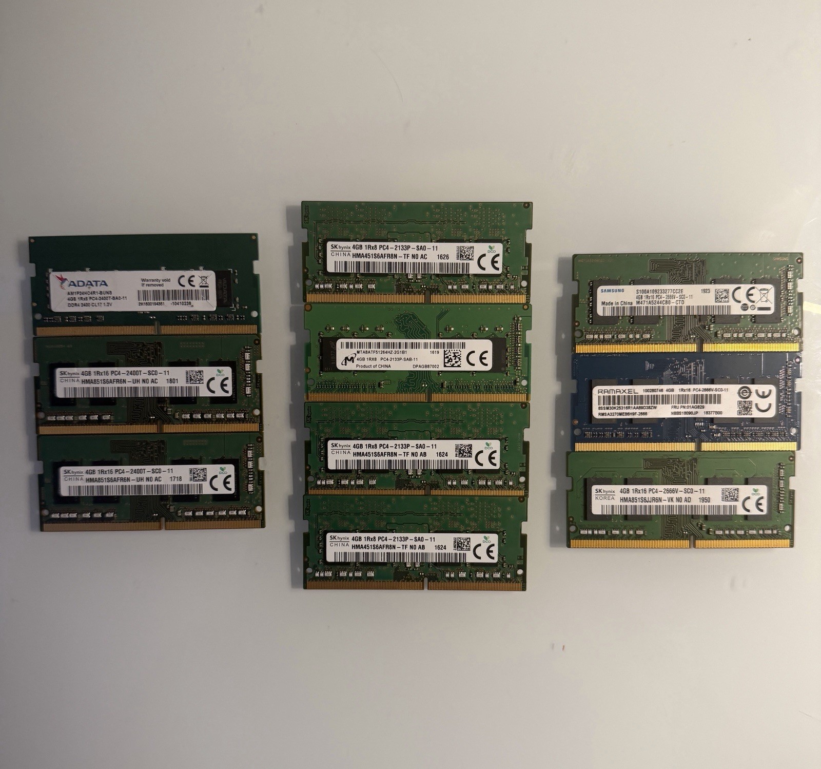 Lot of 10x 4GB DDR4 SODIMM Laptop RAM 40GB SK hynix Samsung ADATA RAMAXEL