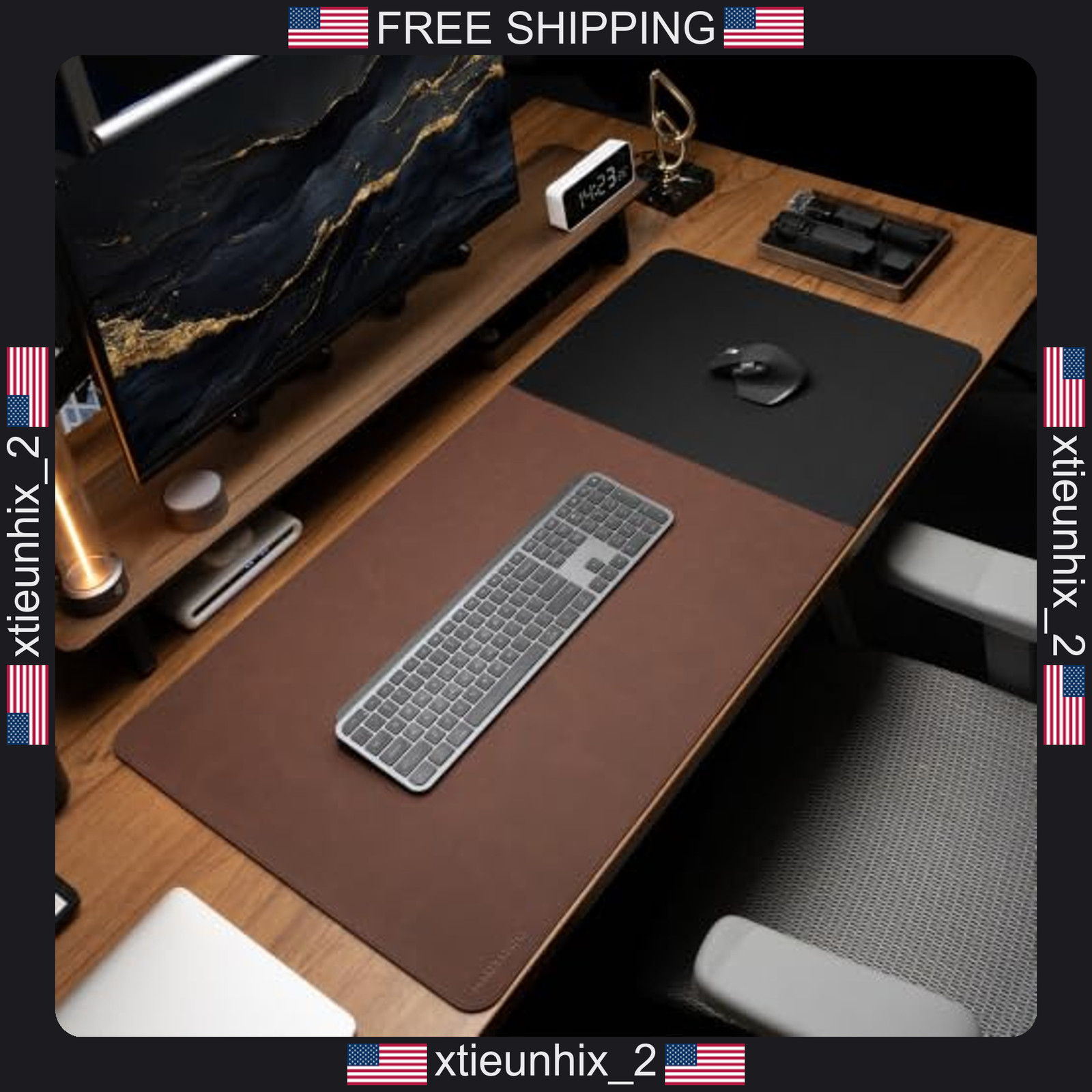 Desk Mat 31.5x15.7 inches Cork Base Leather & Cloth Hybrid Surface