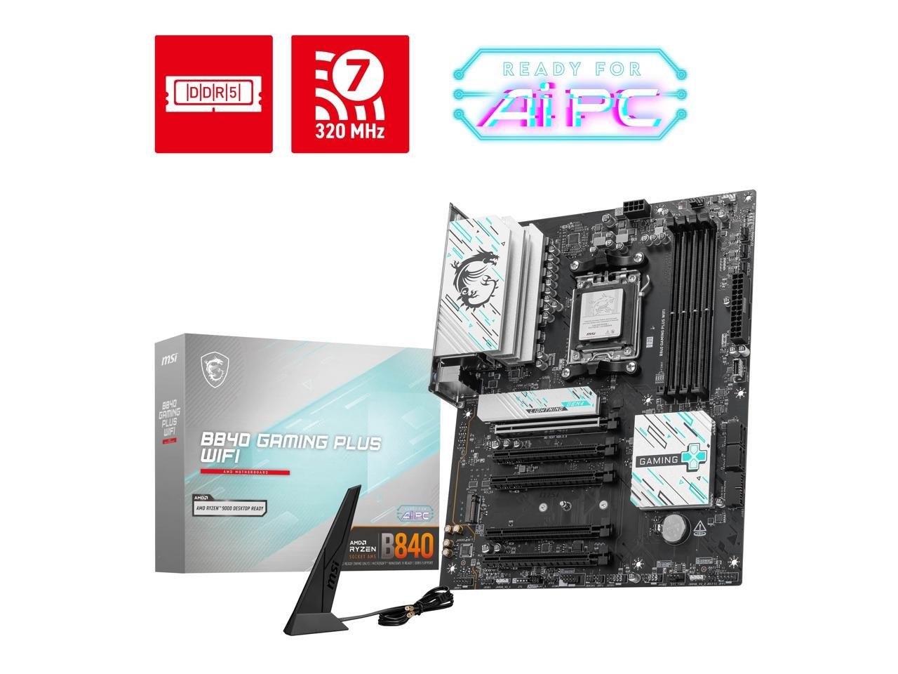 MSI B840 GAMING PLUS WIFI Motherboard, ATX - Supports AMD Ryzen 9000 / 8000 /