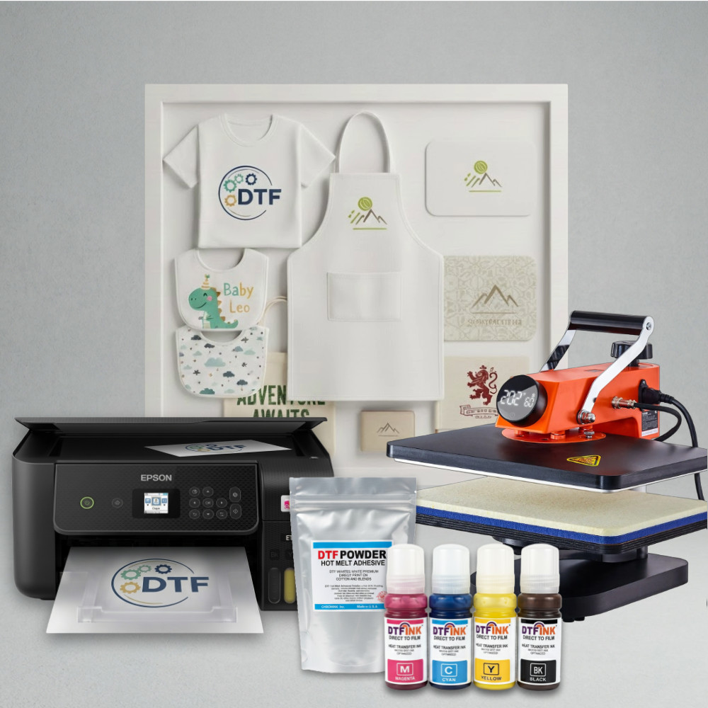 Complete DTF Printing Kit | Epson Printer & 12"x15" Heat Press Bundle | Black
