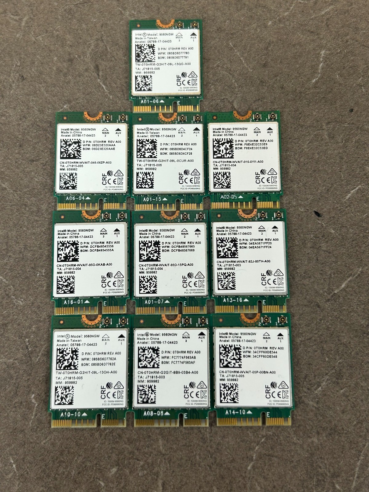 LOT OF 10) Intel WIFI Cards Model: 9560NGW (WIFI 5 / Bluetooth 5.0/5.1) #95