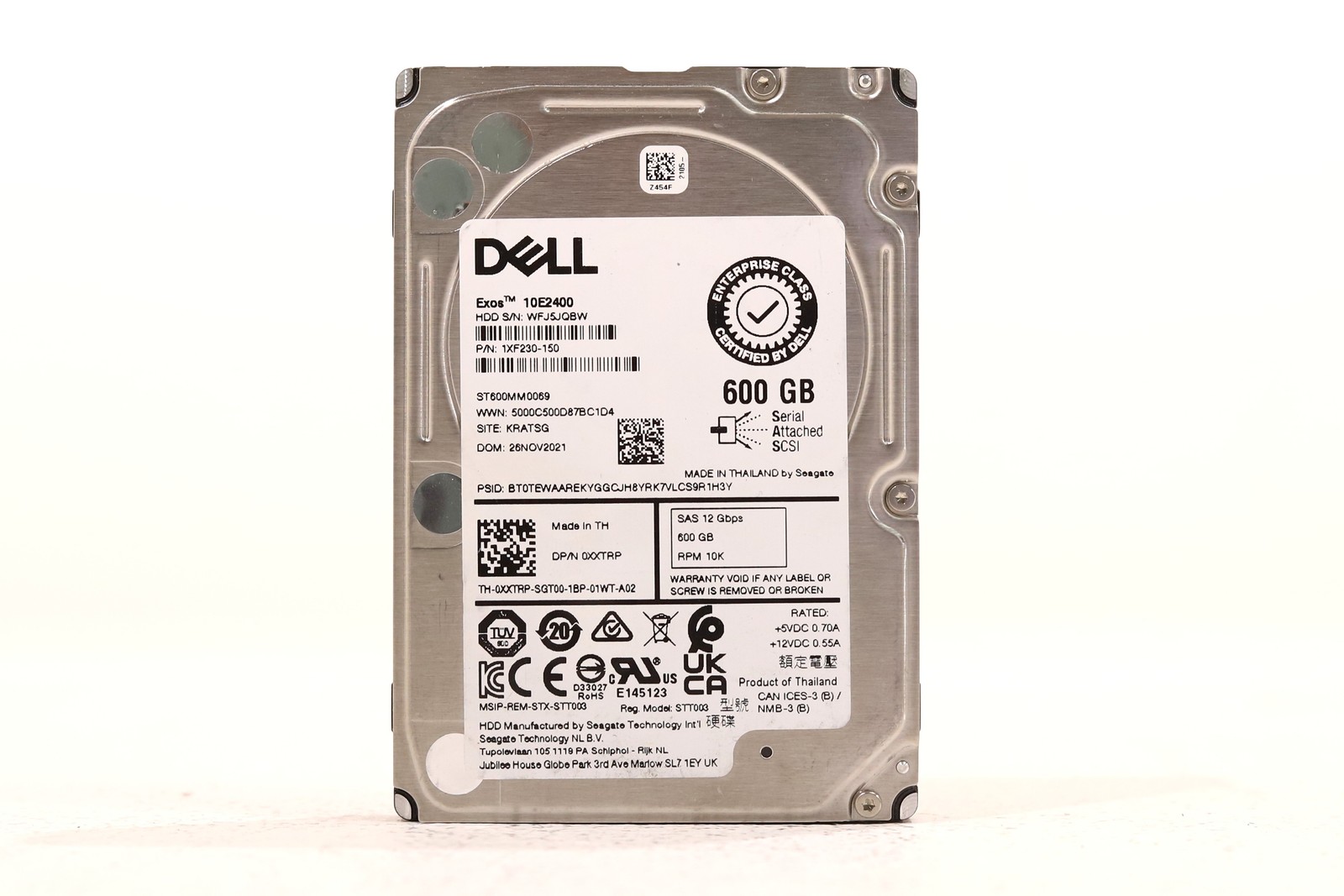 Dell ST600MM0069 600GB 2.5" 12Gb/s 128MB 10K RPM SAS Hard Drive Dell P/N: 0XXTRP