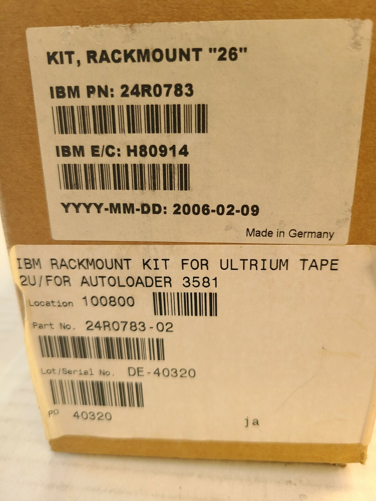 24R0968 24R0783 IBM 3581 F28 L28 3623 2LX 2SX Tape Autoloader Rackmount Rail Kit