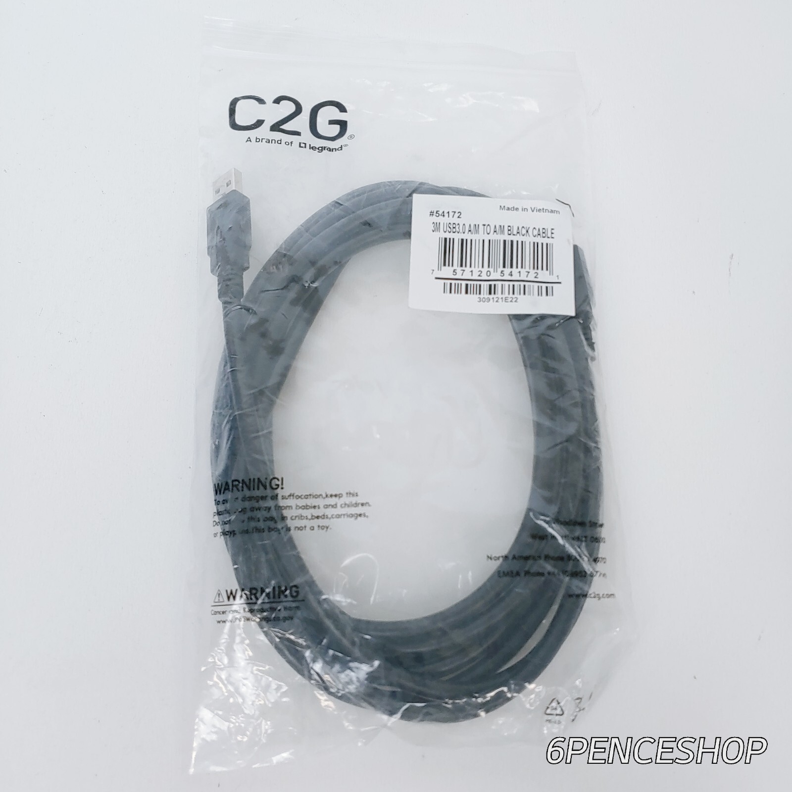 C2G #54172 USB Long Extension Cable USB Cable USB A to A Cable Black 10 Feet