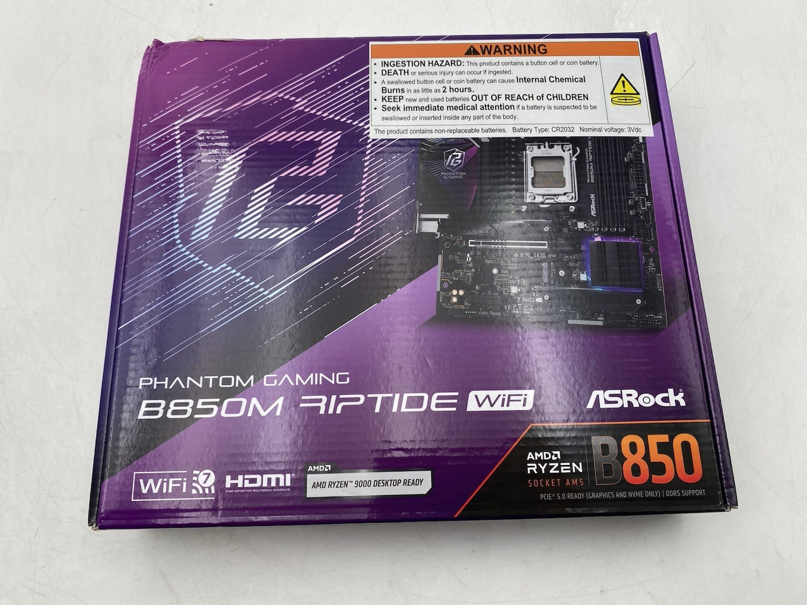 ASRock B850M Riptide WiFi AM5 AMD B850 Micro ATX Motherboard For Parts/Repair
