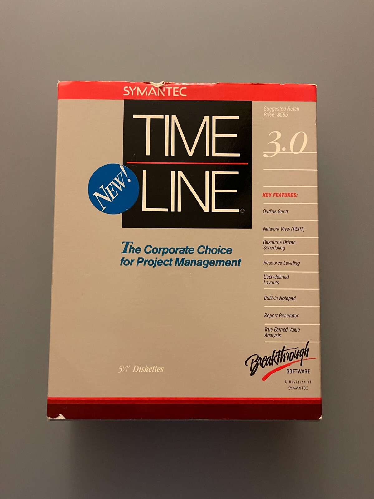 Vintage 1988 Symantec Time Line Version 3.0 5.25" Disks IBM DOS PC