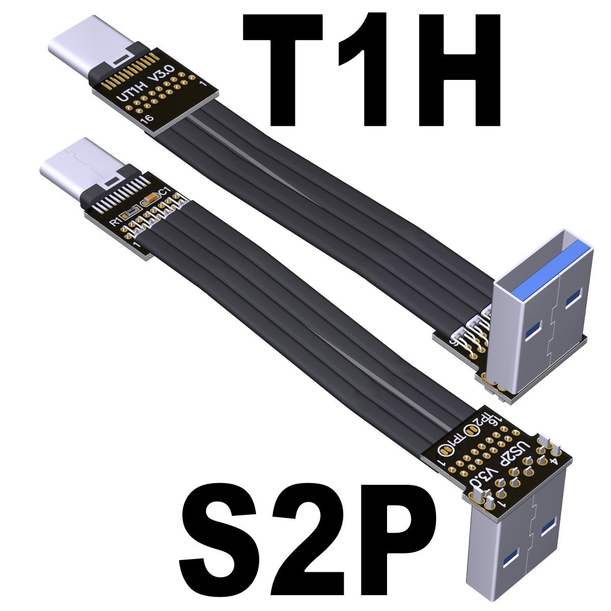 ADT-Link USB3.1 Flat Thin Corner Extension Data Cable Type-C Transfer USB-A New