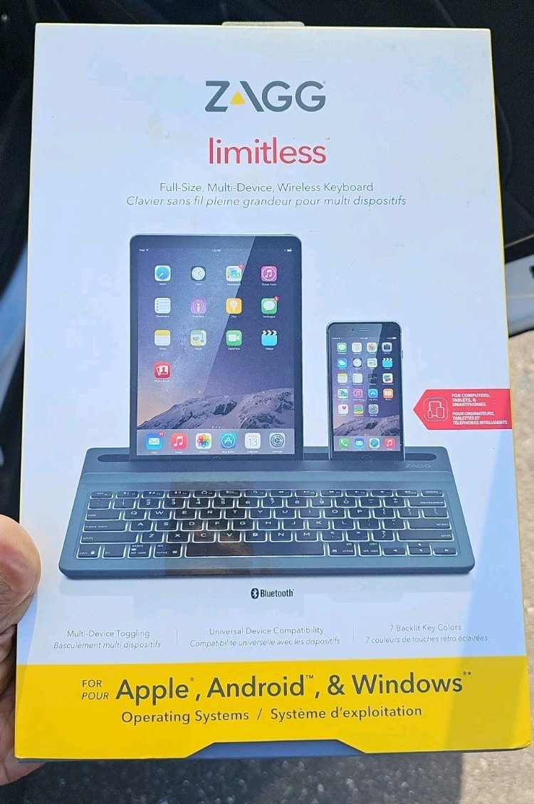 NEW ZAGG Limitless Full-Size Universal Bluetooth Keyboard - Black Wireless 