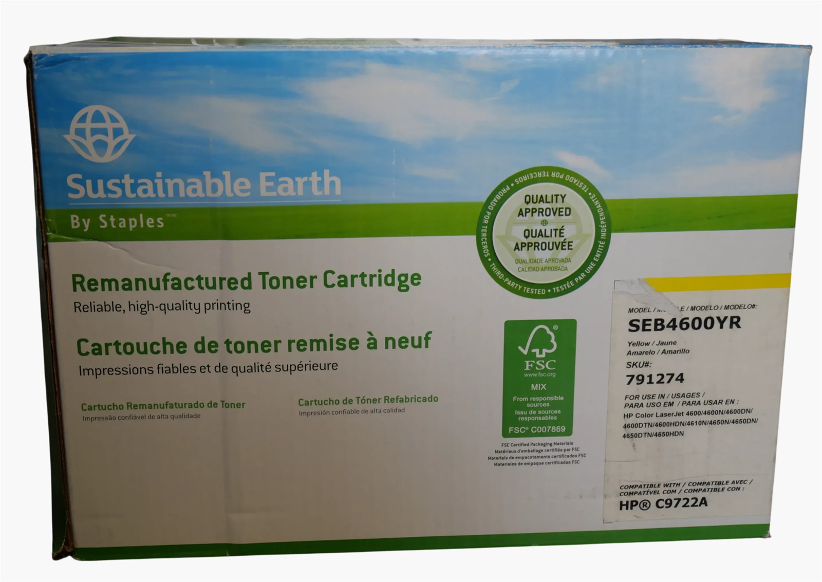 Staples Yellow SEB4600YR for HP C9722A - 