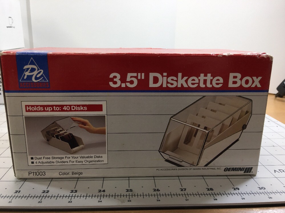 PC Accessories P11003 3.5” Diskette Box Up To 40 Disks New Gemini III Beige
