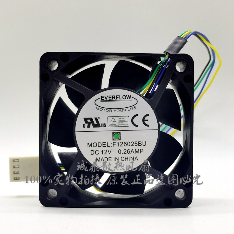 1PCS EVERFLOW F126025BU 6025 12V 0.26A 4-Pin PWM Case Fan