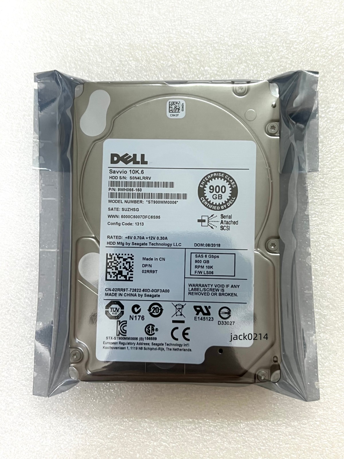 Dell 2RR9T ST900MM0006 02RR9T 900GB 10K 6Gb/s 64MB Cache 2.5" SAS HDD Hard Drive