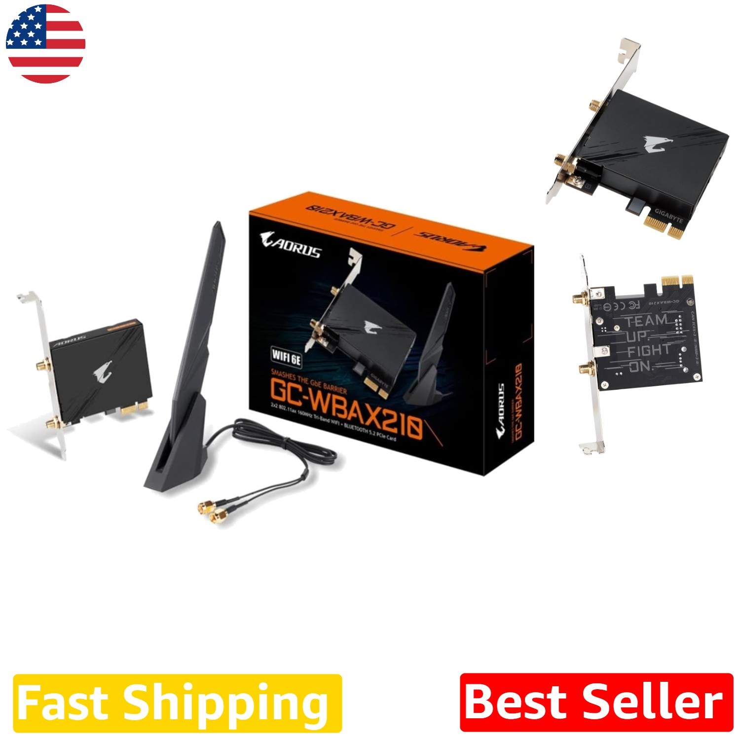 WiFi 6E AX210 PCIe Card: Tri-Band 2400Mbps, Bluetooth 5.2, Ultra-Low Latency