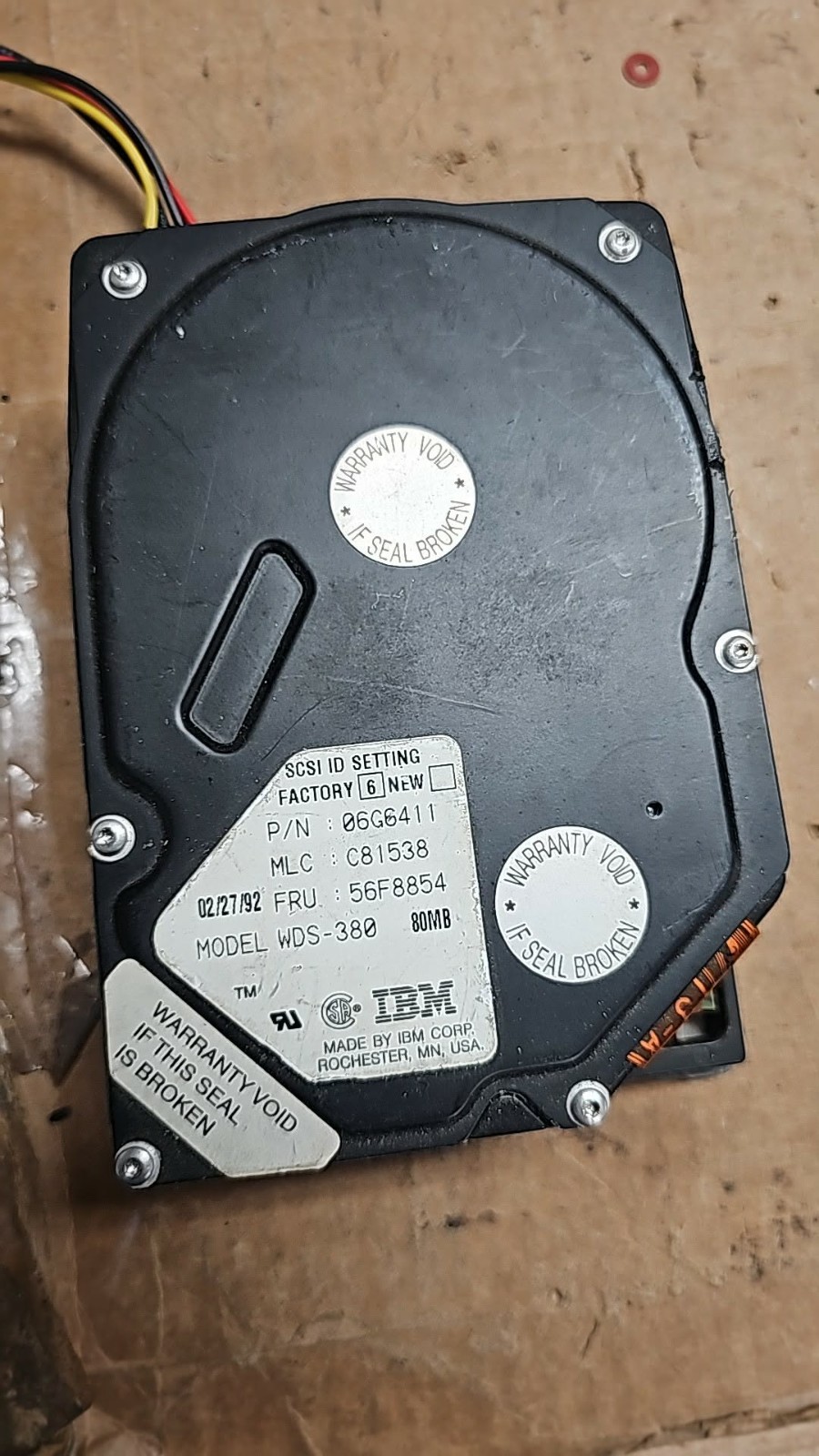 Clean Tested IBM WDS-380 80MB 50-Pin SCSI Hard Drive 56F8854 Vintage PS/2 HDD